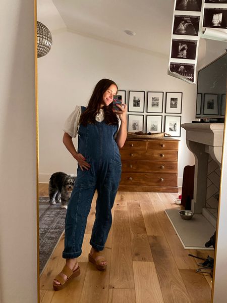 Comfy jumpsuit!!! Wearing size small 8 months pregnant. A bit stretchy and adjustable straps so will last me through the end and be great postpartum. Normally I’d probably prefer the xs OR the small short, but this will be great for postpartum. Sapphire color but other fun colors as well!

#LTKbump