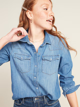 Relaxed Western Jean Shirt for Women | Old Navy (US)