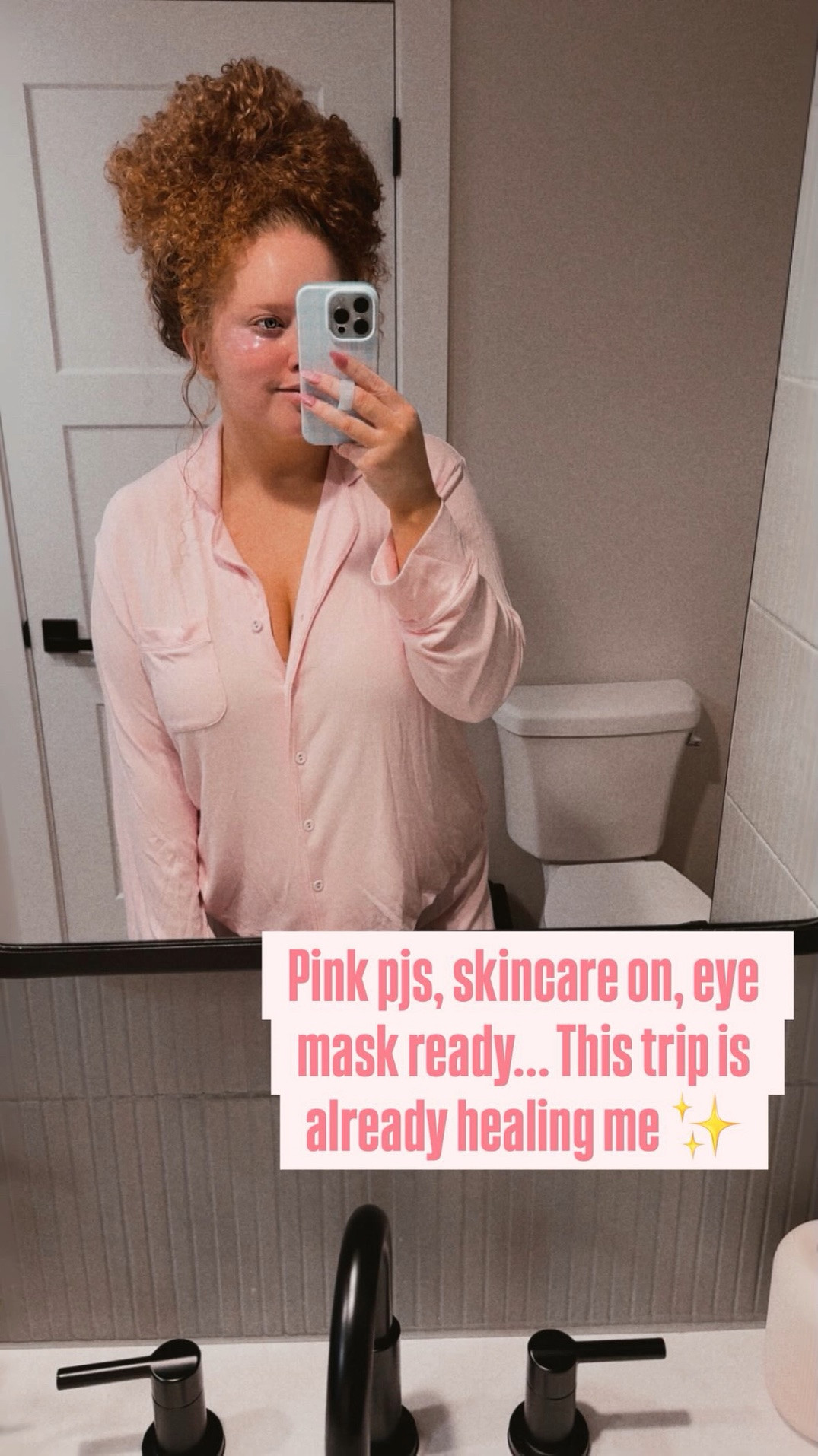 Pink pjs, skincare on, eye mask ready… This trip is already healing me ✨ skims pajamas | pink pajama set | vacation pajamas | cozy girl aesthetic | matching sleep set | soft girl vibes | airport outfit inspo | travel essentials | vacation must haves | girls trip vibes | comfy lounge set | luxury sleepwear | aesthetic pajamas | self care night | bedtime routine | hotel night aesthetic | amazon beauty finds | biodance eye mask | skincare essentials | overnight skincare | hydrating face mask | cozy vacation vibes | feminine aesthetic | travel self care | nighttime routine ✨

#LTKootd #LTKgrwm #LTKselfcare