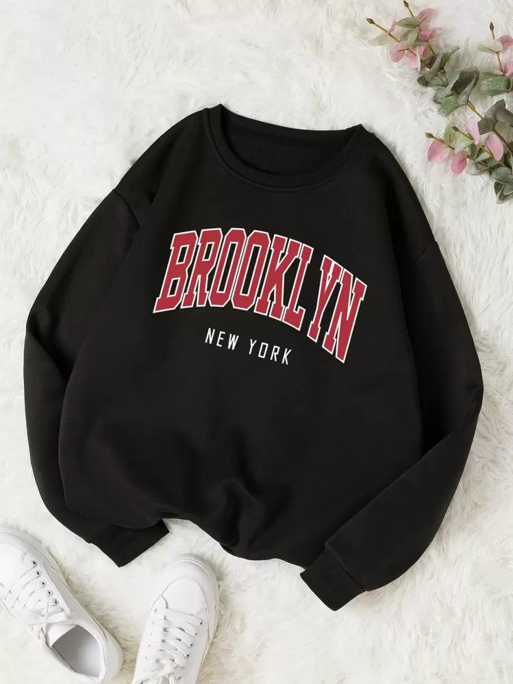 INAWLY Letter Graphic Thermal Lined Sweatshirt,Long Sleeve Tops Graduation,Back To School Outfits... | SHEIN