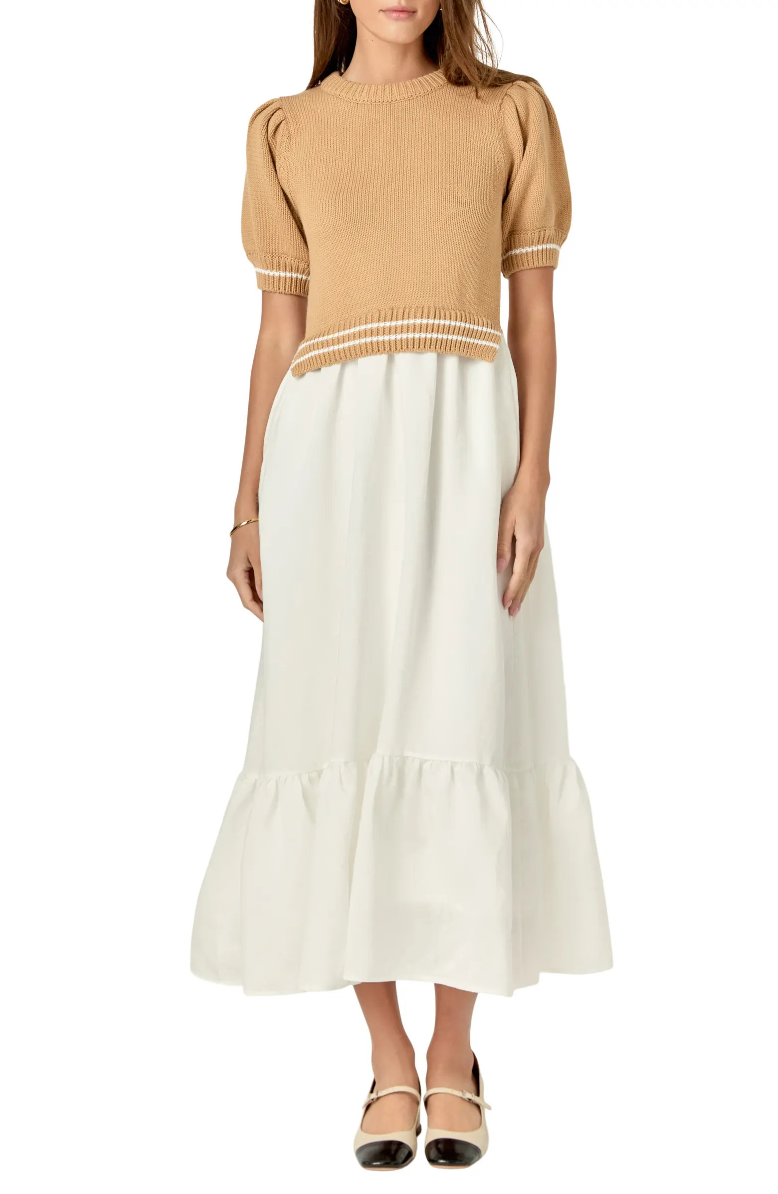 Mixed Media Midi Dress | Nordstrom