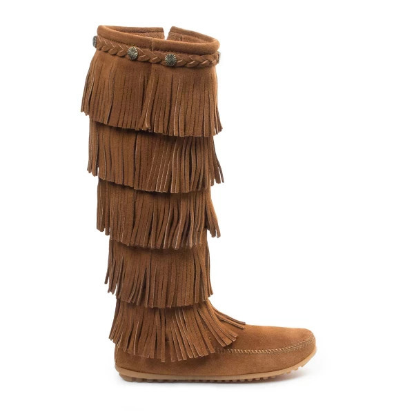 Women's Minnetonka 5 Layer Fringe Western Boots 10 Dust Brown | Scheels