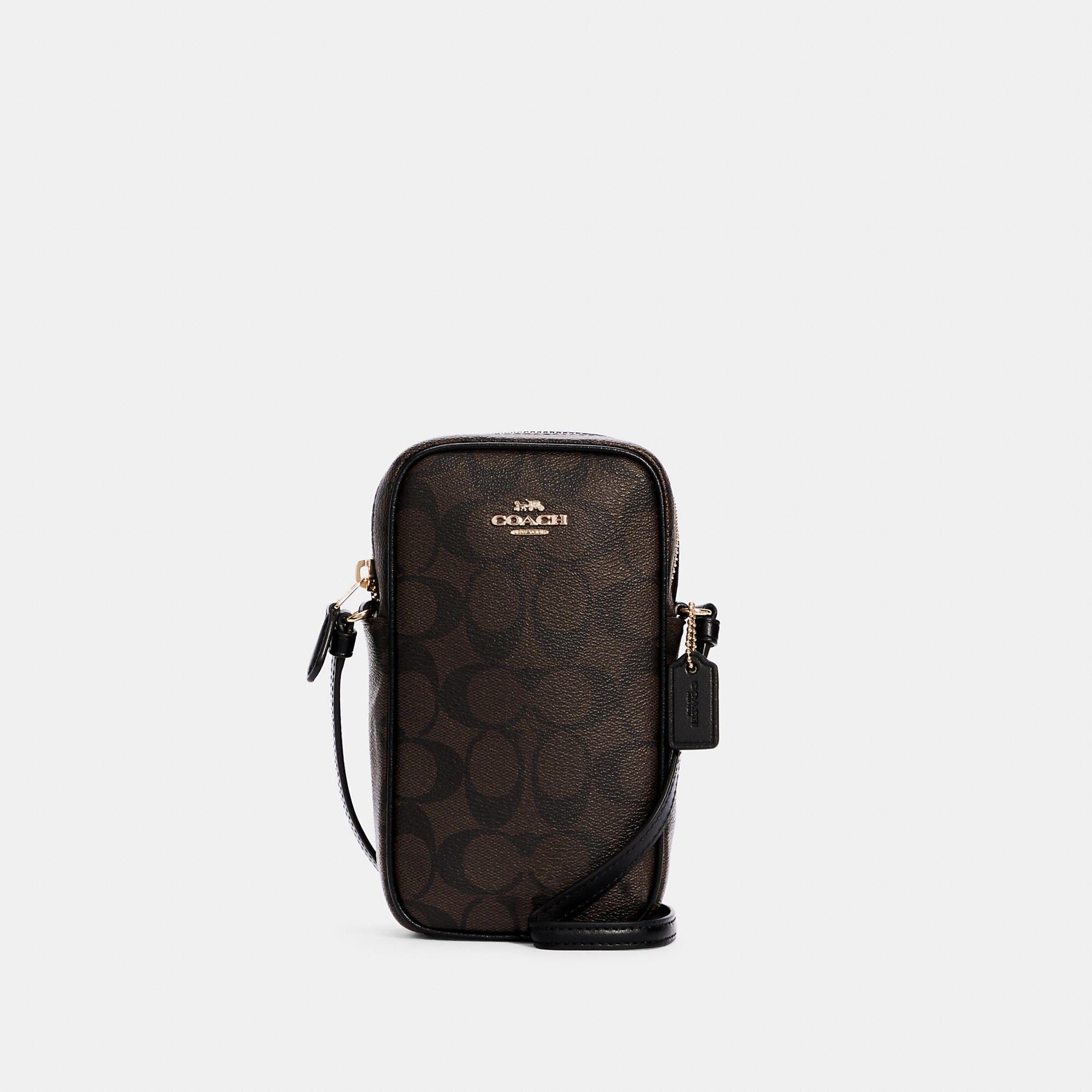 Coach North/south Zip Crossbody Bag In Signature Canvas - Women's - Im/Brown Black | Coach Outlet