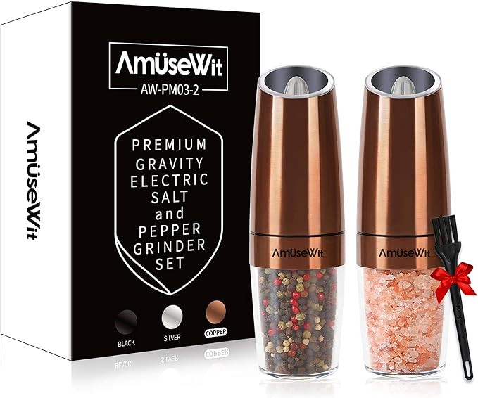 Gravity Electric Salt and Pepper Grinder Set【White Light】- Battery Operated Automatic Salt an... | Amazon (US)
