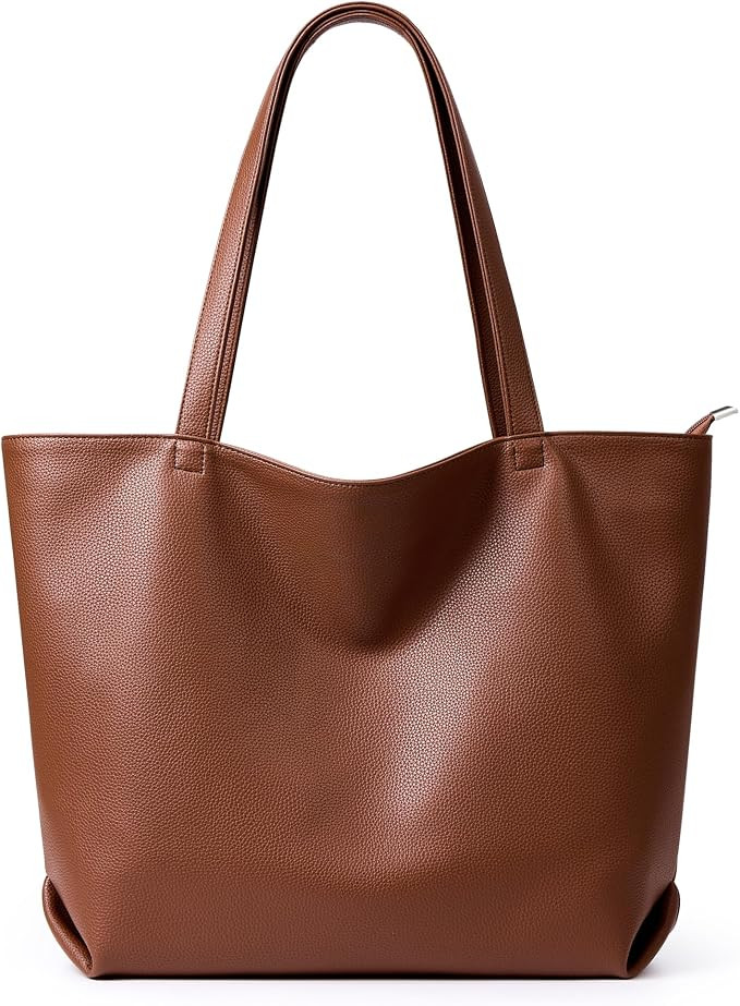 WLLWOO Soft Vegan Leather Tote Bag for Women Large Hobo Zipper Purse | Amazon (US)