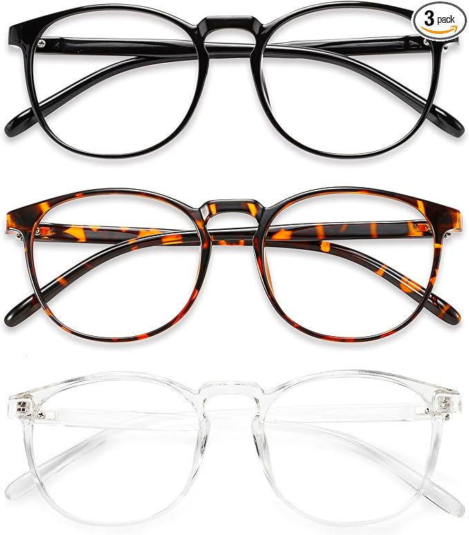 3 Pack Blue Light Blocking Glasses Women/Men,Retro Round Computer Glasses Anti Eye Strain/UV/Glar... | Amazon (US)