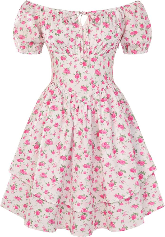 Scarlet Darkness Floral Corset Dress Summer Dresses for Women Girls 2026 Short Milkmaid Sundress ... | Amazon (US)