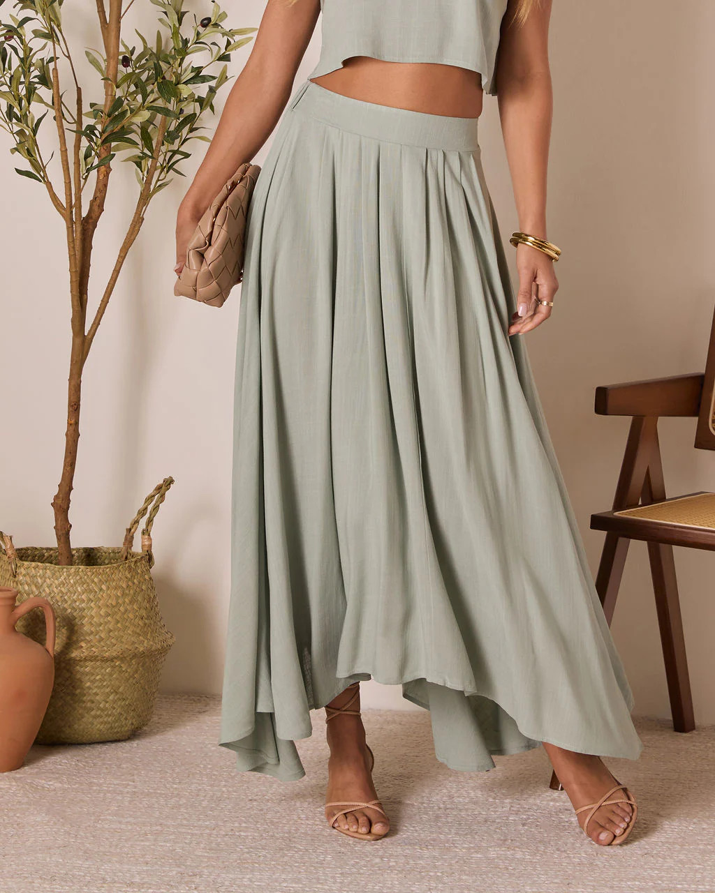 Fresh Breeze Asymmetrical Hem Maxi Skirt | VICI
