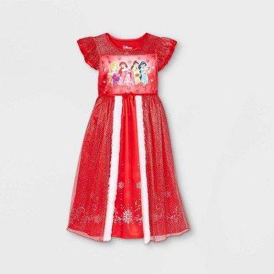 Girls' Disney Princess Christmas Nightgown - Red | Target