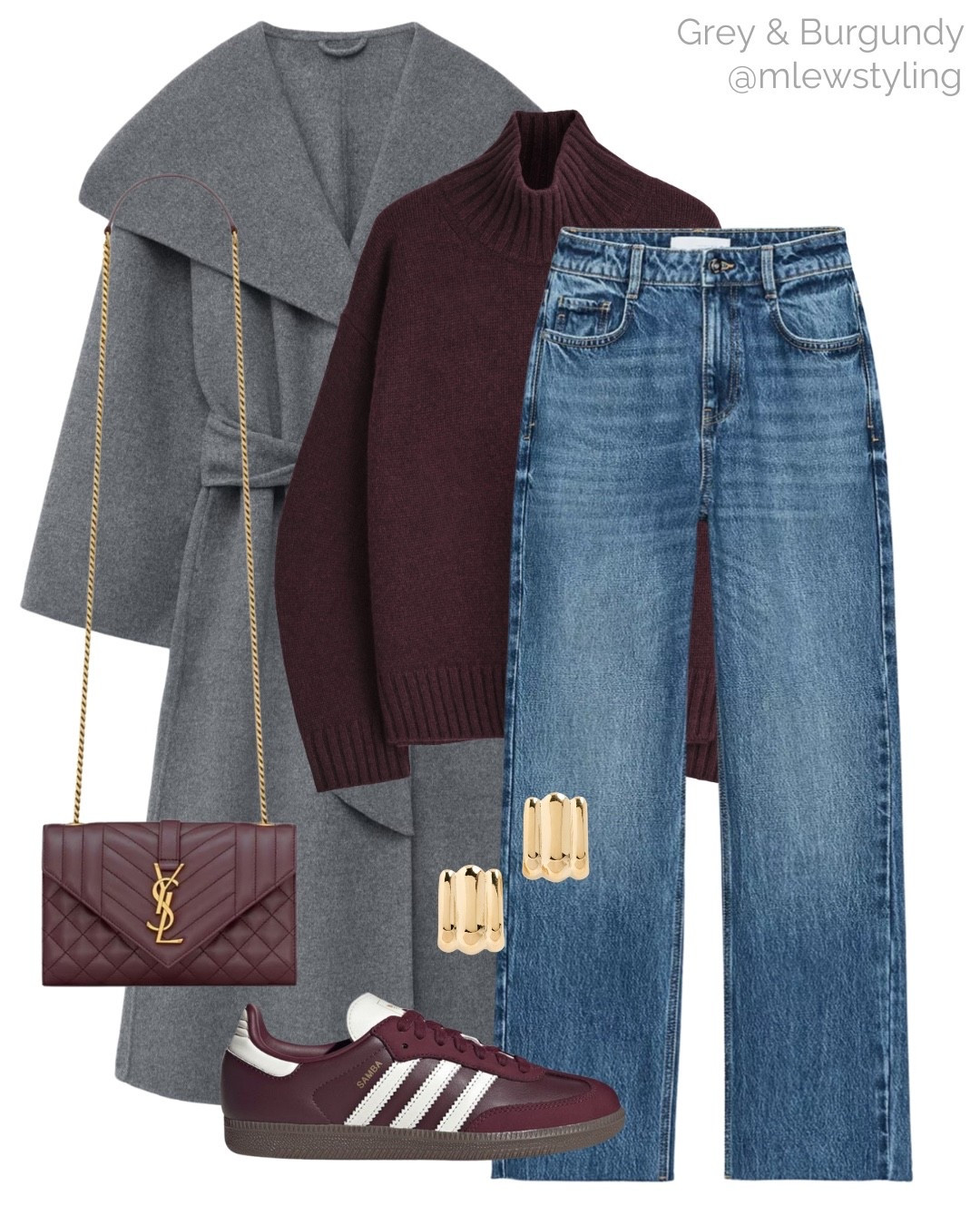 Grey & burgundy 🩶

Tags: new in Zara jeans, grey wool coat, ysl envelope bag, adidas samba sneakers, COS cashmere turtleneck sweater, gold earrings, everyday autumn outfit, fall fashion 

#LTKStyleTip #LTKItBag #LTKShoeCrush