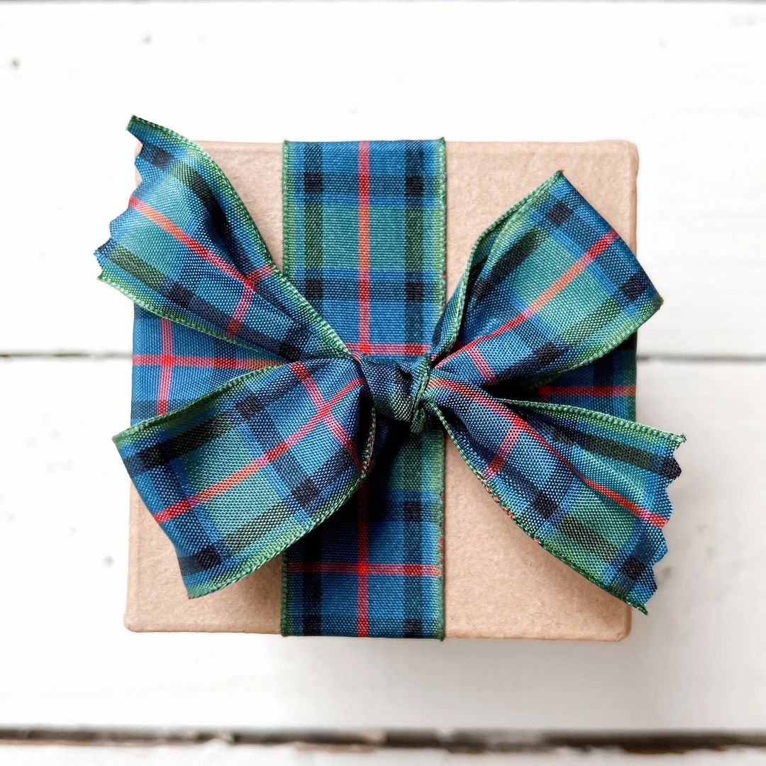 Blue Green Plaid Ribbon, Flower of Scotland Tartan, Christmas Ribbon, wreath ribbon, Scotland, Holid | Etsy (US)