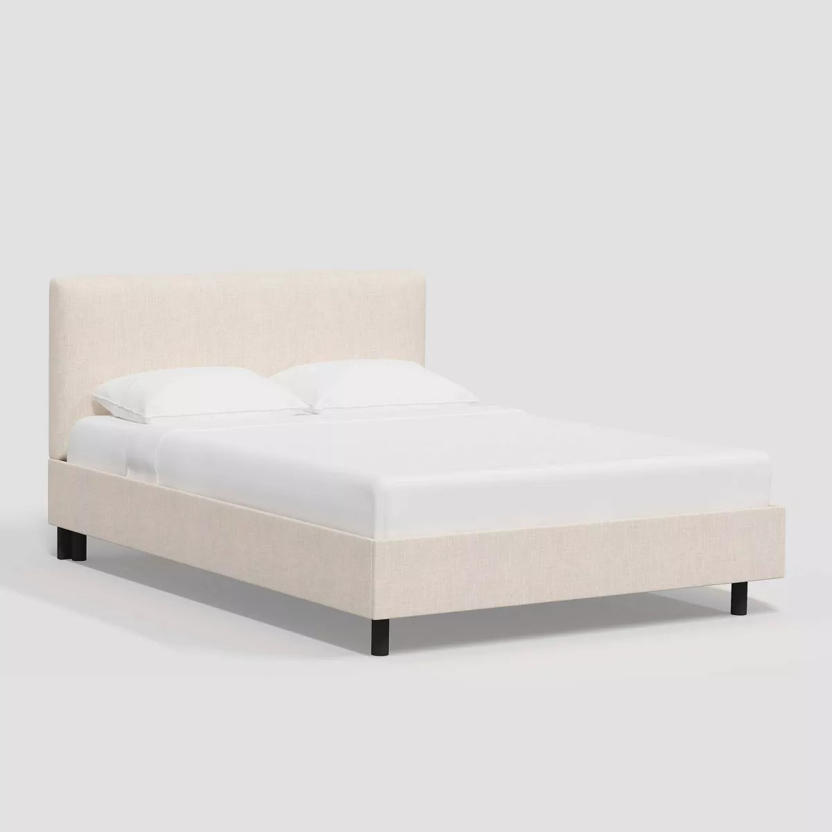 Queen Olivia Platform Bed in Linen Talc - Threshold™: Pine Frame, No Box Spring Needed, Easy Ca... | Target