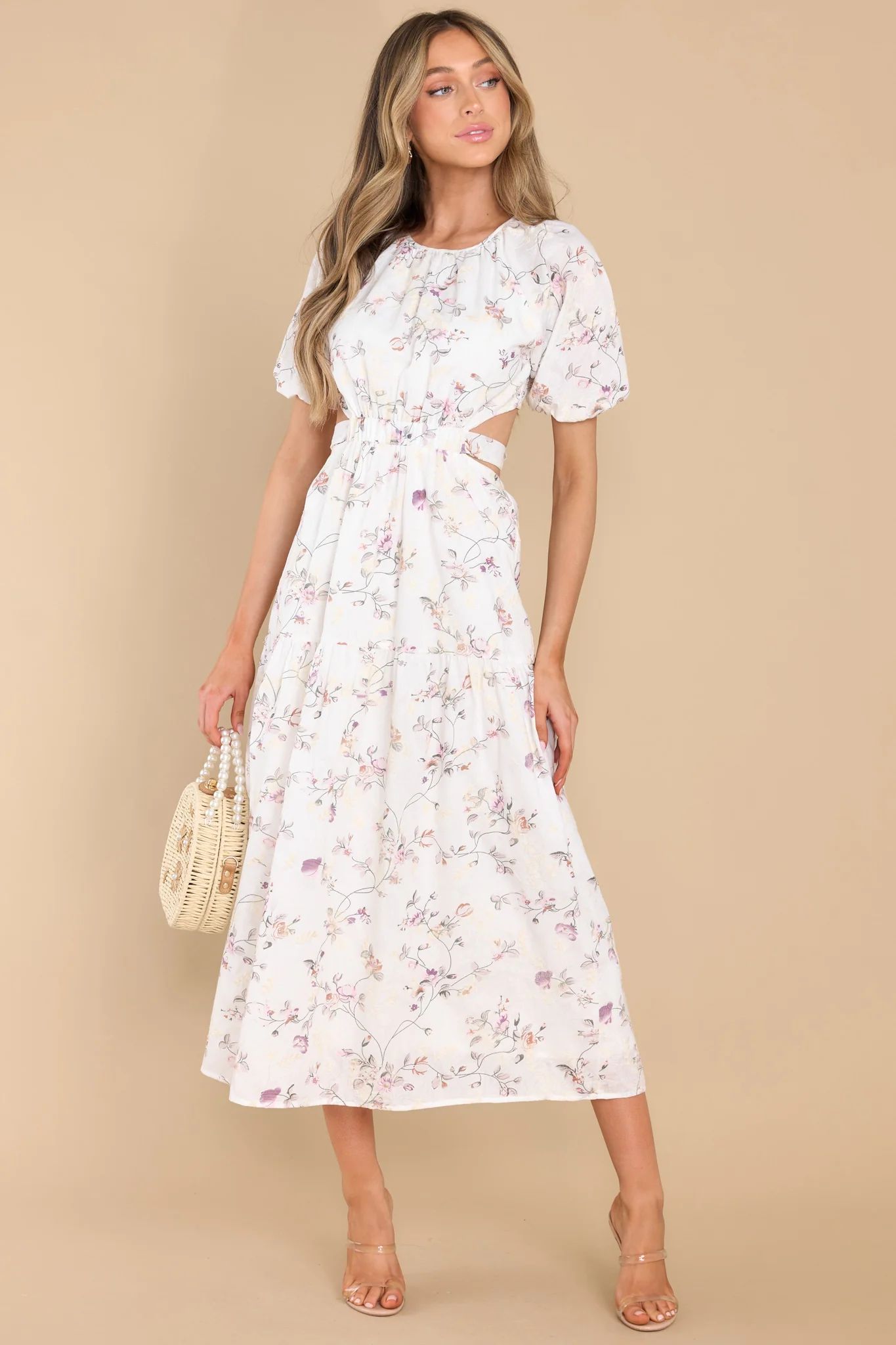 Daytime Ventures Ivory Floral Print Maxi Dress | Red Dress 