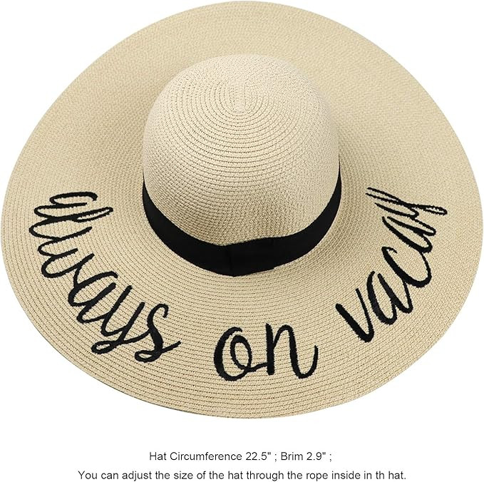 Womens Big Bowknot Straw Hat Floppy Foldable Roll up Beach Cap Sun Hat UPF 50+ | Amazon (US)