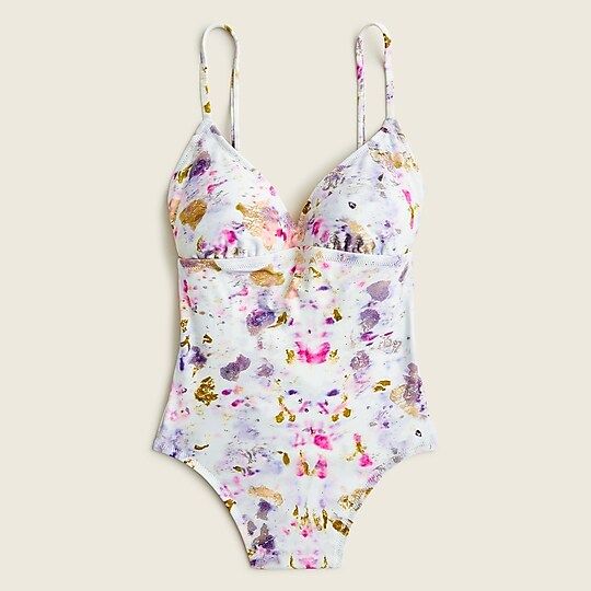 Flora Obscura X J.Crew strappy-back plunge one-piece in kaleidoscope floralItem BE718Shop all FLO... | J.Crew US