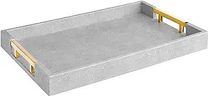 Modern Elegant 18"x12" Rectangle Grey Glossy Shagreen Decorative Ottoman Coffee Table Perfume Liv... | Amazon (US)