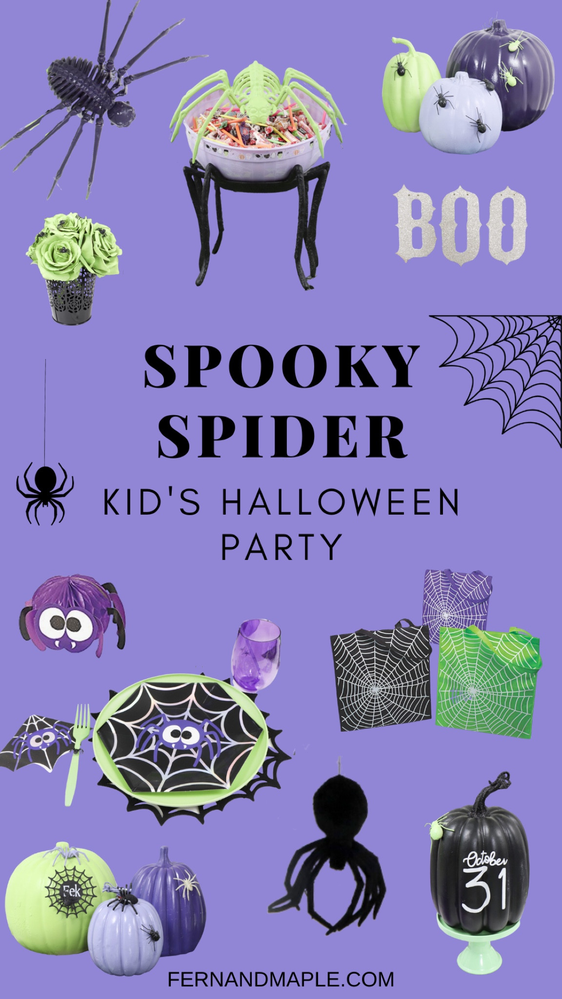 Style a purple and lime green Spooky Spider Halloween Party!

#LTKhome #LTKHalloween #LTKparties