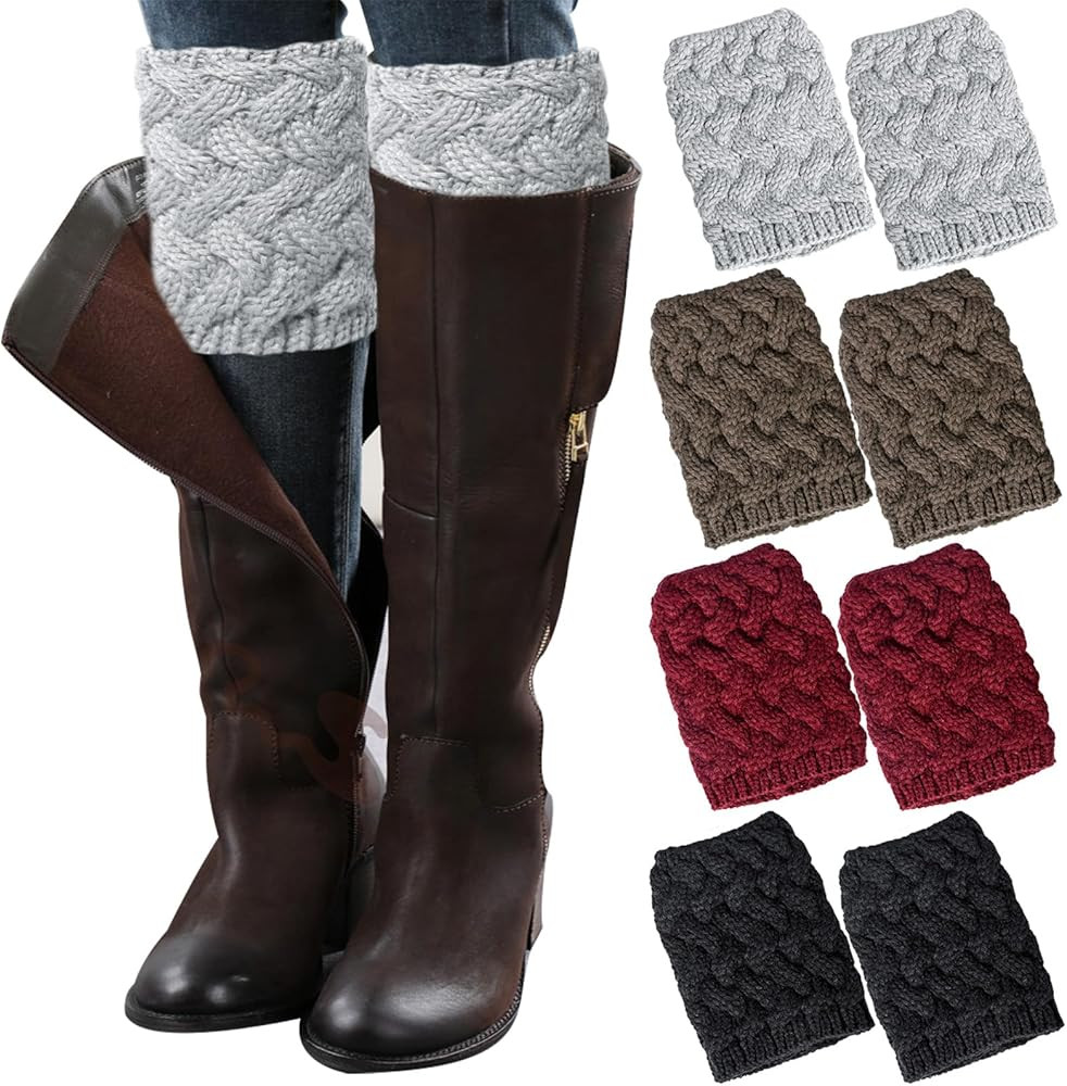 Loritta Womens Boot Socks Winter Warm Crochet Knitted Boot Cuffs Topper Socks Short Leg Warmers G... | Amazon (US)