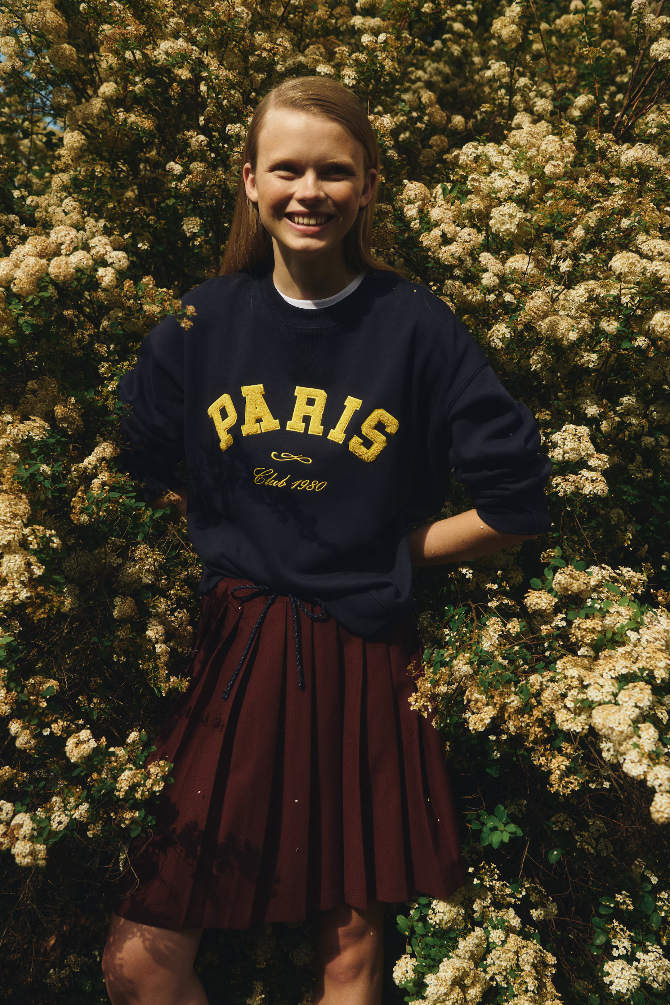 Sweatshirt with Text Motif - Navy blue/Paris - Ladies | H&M US | H&M (US + CA)