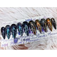 Night & Day Press On Nails |Sun | Yellow Glow Gold Bling Glitter |Clouds Moon Stars Duo Chrome in The Dark Glue | Etsy (US)