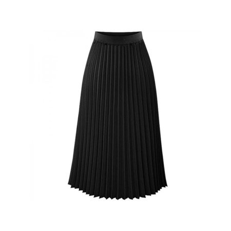 Women Chiffon Ruffle Pleated Skirt Below Knee Double Layer Long Midi Skirt | Walmart (US)