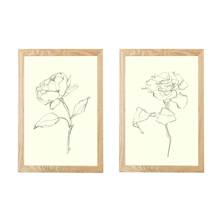 My Texas House - Floral Contour Study Framed Wall Art Print Set - 16x24 | Walmart (US)