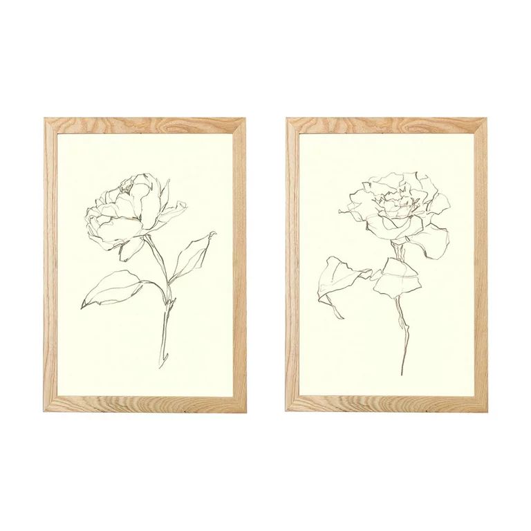 My Texas House - Floral Contour Study Framed Wall Art Print Set - 16x24 | Walmart (US)