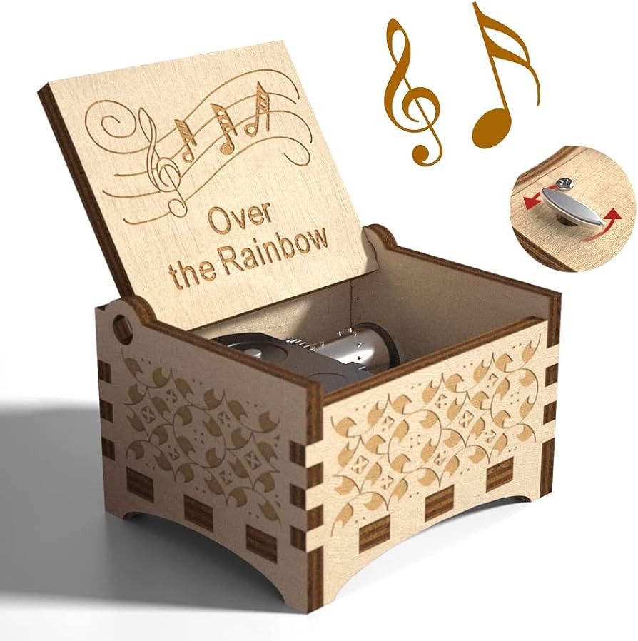 Ucuber Over The Rainbow Music Box -Wind Engraved Music Cute Wood Box Best Gift for Valentine's Da... | Amazon (US)