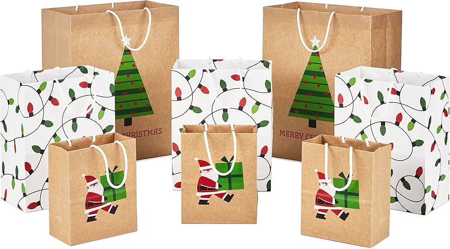 Hallmark Christmas Gift Bags for Kids (8 Bags: 3 Small 6", 3 Medium 9", 2 Large 13") Recyclable K... | Amazon (US)