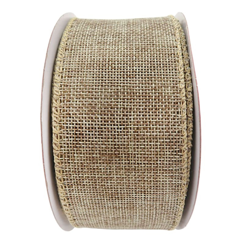 2.5" Natural Burlap Ribbon, 15yd | At Home