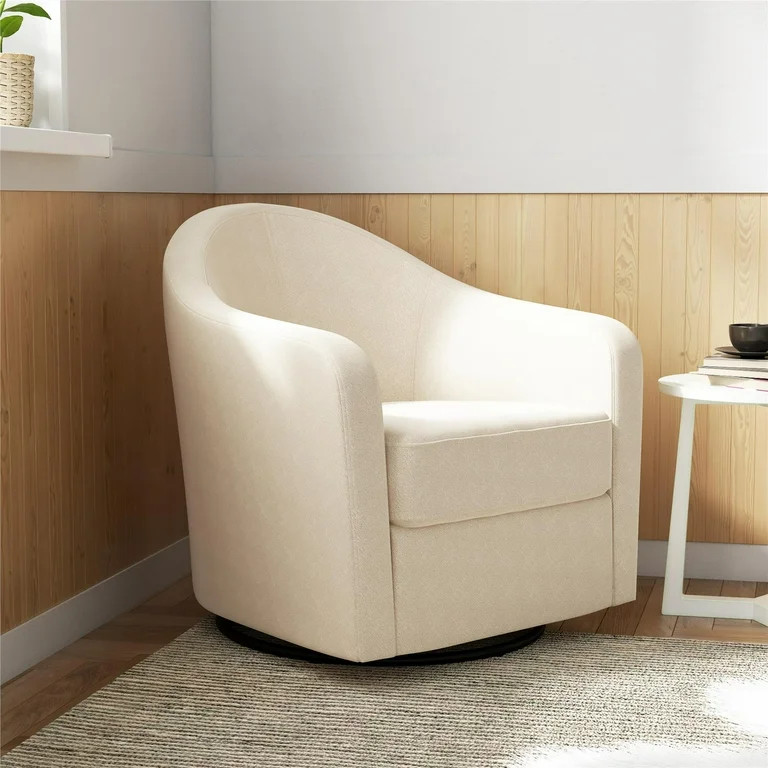 DHP Gentle Swivel Curved Accent Chair, Ivory Boucle - Walmart.com | Walmart (US)