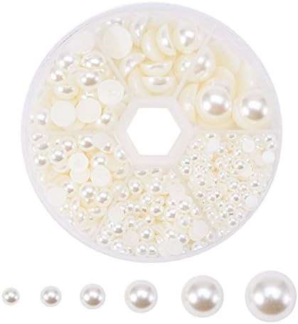 Flat Back Pearl Beads 690pcs 6 Sizes Beige Craft Pearl Cabochons Half Pearls Loose Beads Gem for ... | Walmart (US)