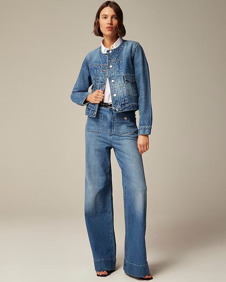 Pleated denim lady jacket | J. Crew US