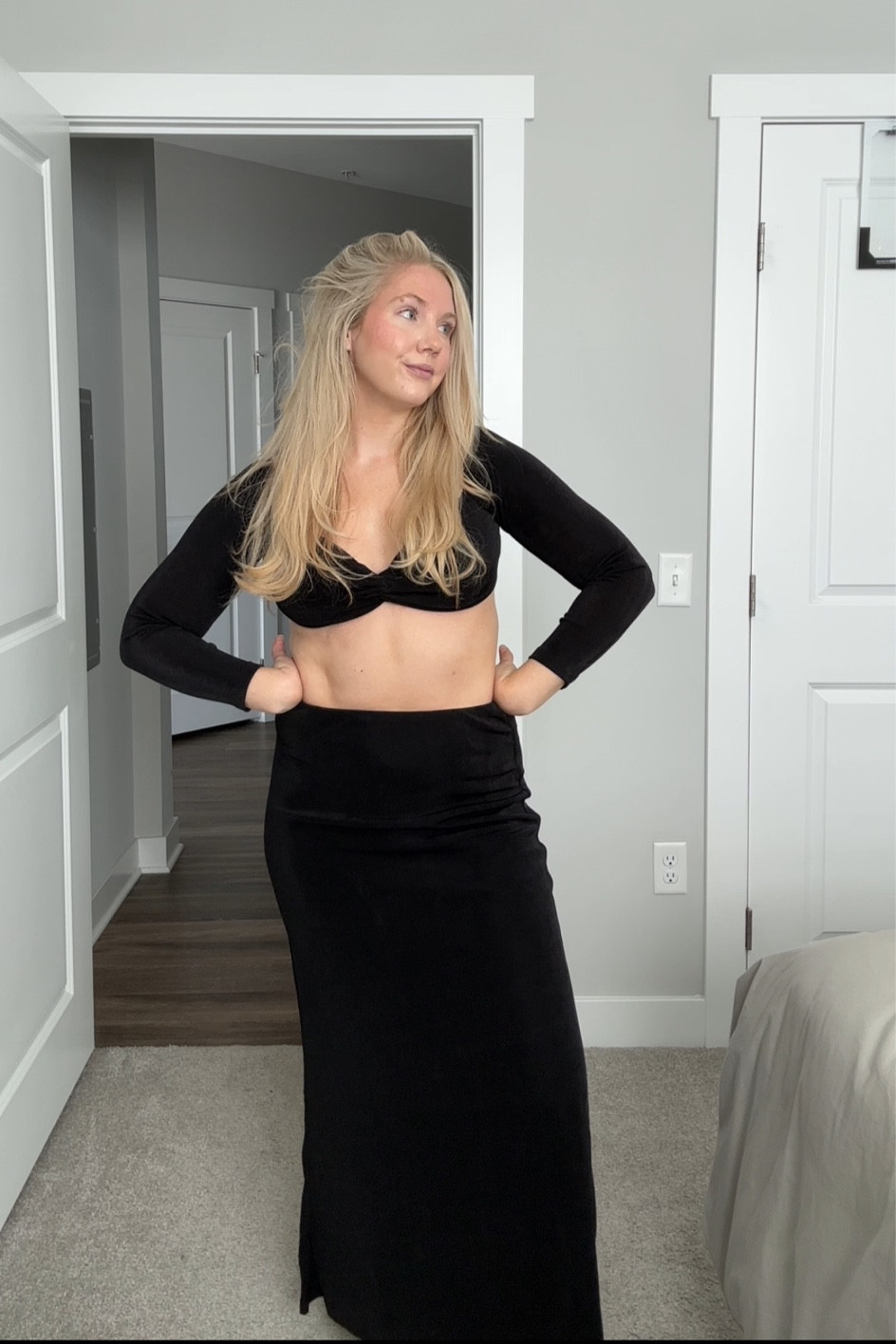All black spring break vacation maxi skirt set. So cute for a tropical vacation dinner. Wearing an 8 which is one size up from my normal and definitely could’ve gone with my normal size 6 

#LTKSeasonal #LTKtravel #LTKstyletip