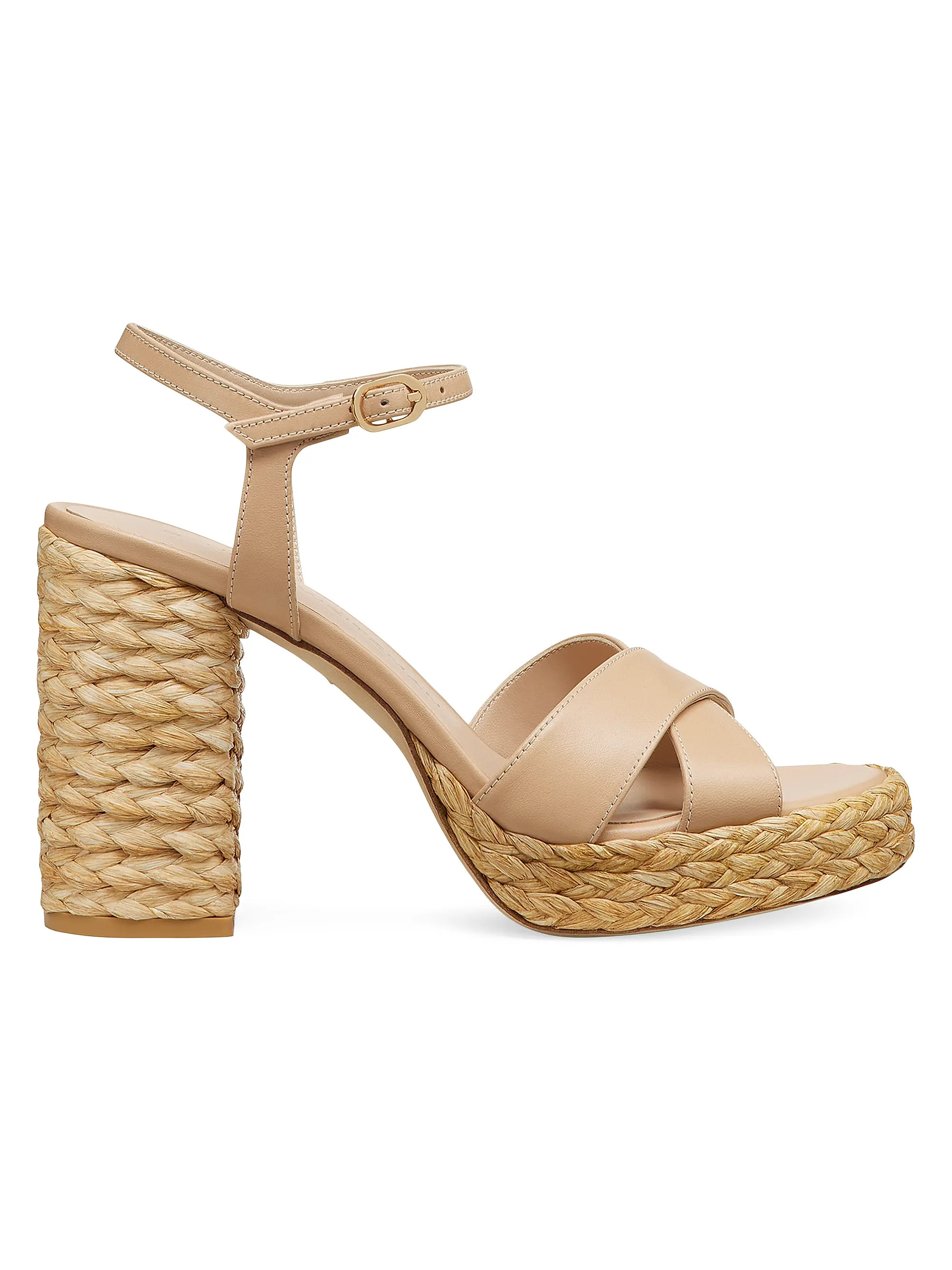 Dayna 90MM Leather & Raffia Platform Sandals | Saks Fifth Avenue