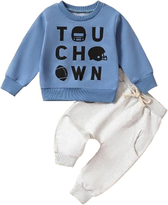 Kislio Infant Toddler Baby Boy Clothes Set Game Day Football Long Sleeve Pullover Sweatshirt Pant... | Amazon (US)