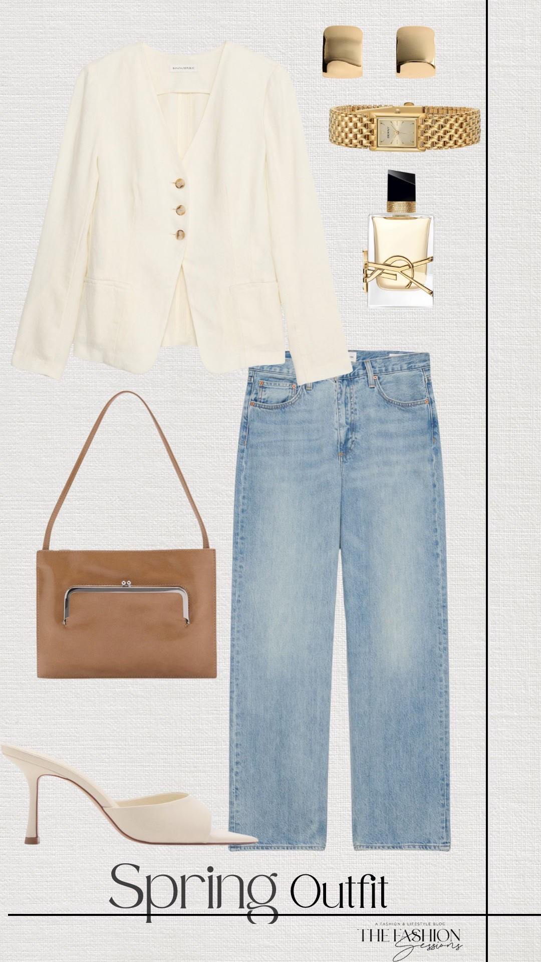 Spring Outfit | Linen Top | Denim Jeans | Shoulder Bag | Open Toe Heel | YSL Perfume | 

#LTKShoeCrush #LTKSeasonal #LTKStyleTip