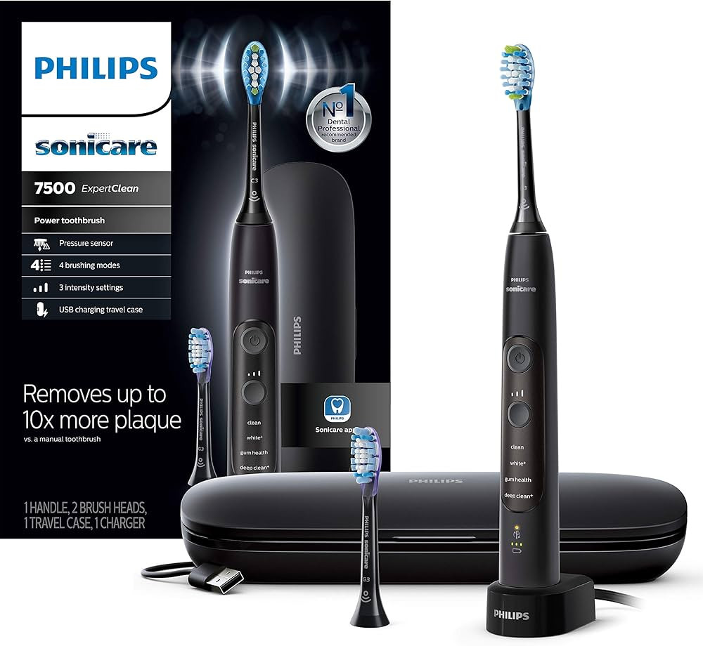 Philips Sonicare ExpertClean 7500, Rechargeable Electric Power Toothbrush, Black, HX9690/05 | Amazon (US)