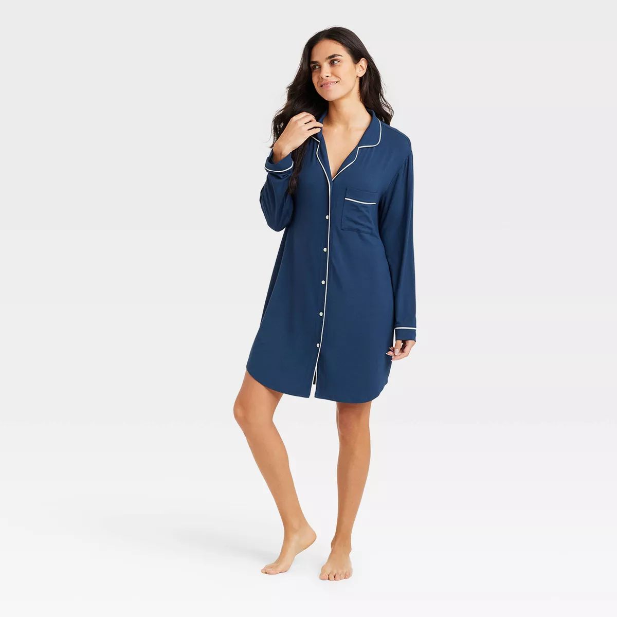 Women's Beautifully Soft Notch Collar NightGown - Stars Above™ Navy S | Target