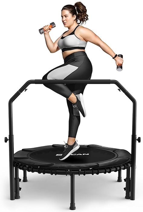 BCAN 40"/48" Mini Rebounder Trampoline for Adults with Bar, 450/550LBS Fitness Trampoline with Bu... | Amazon (US)