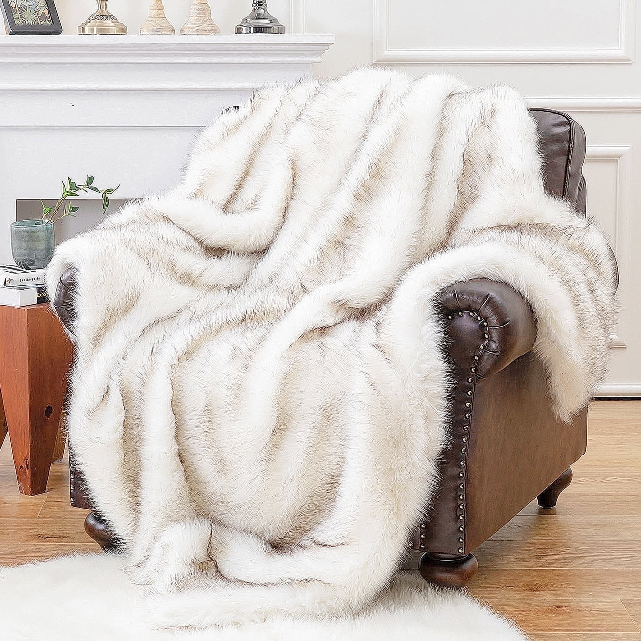 Battilo White Faux Fur Blanket,Thick Warm Fluffy Fur Throw Blanket for Couch,Living Room,51"x67" | Walmart (US)