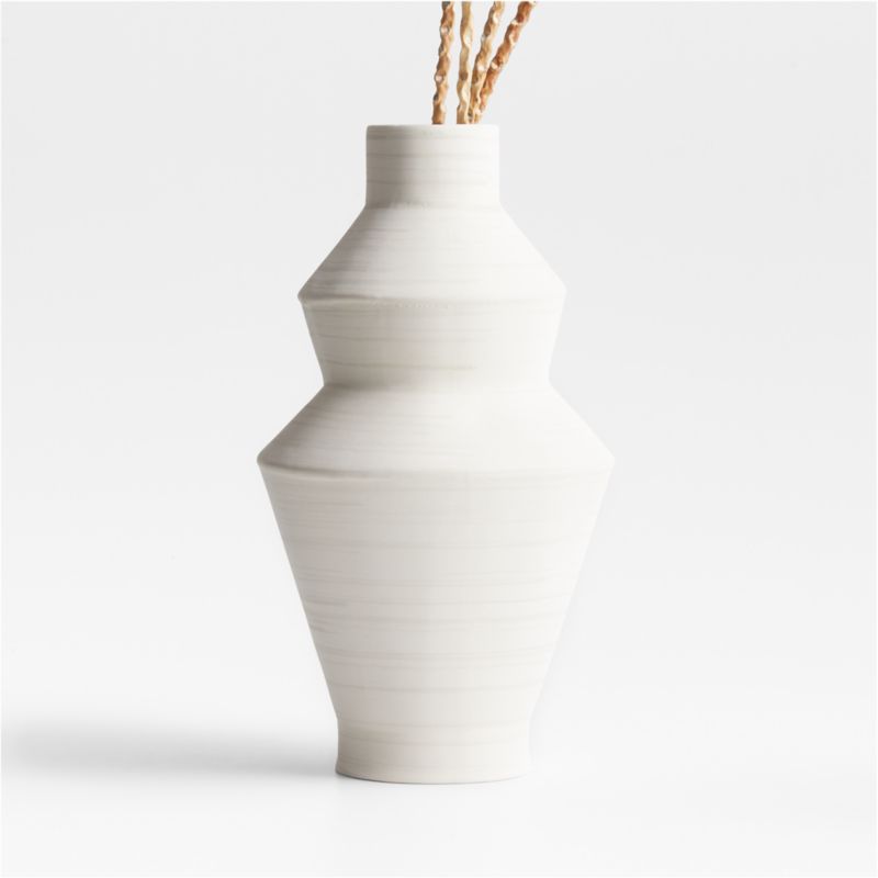 Angle Cream Ceramic Vase 11.5" + Reviews | Crate & Barrel | Crate & Barrel