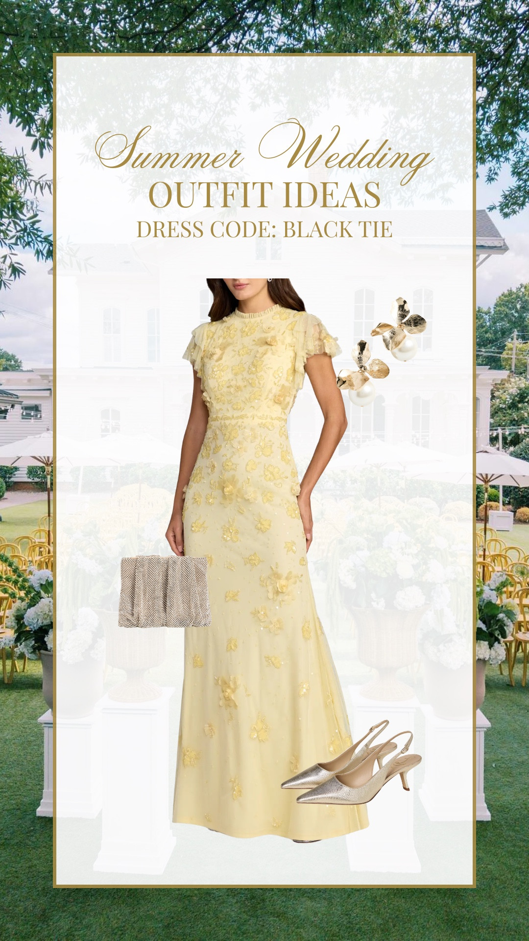 Summer black tie wedding guest outfit idea!