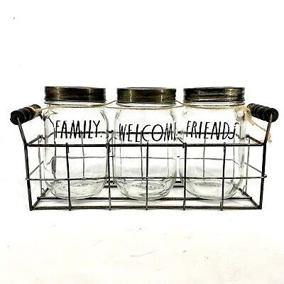 Rae Dunn Mason Jars Decor Utensil Holder Metal Caddy Welcome Friends Family | eBay US