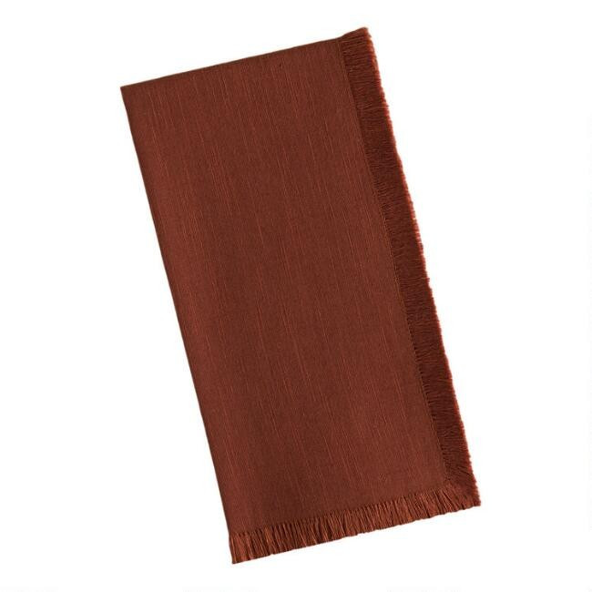 Rust Cotton Slub Napkins with Fringe Set of 4 | World Market