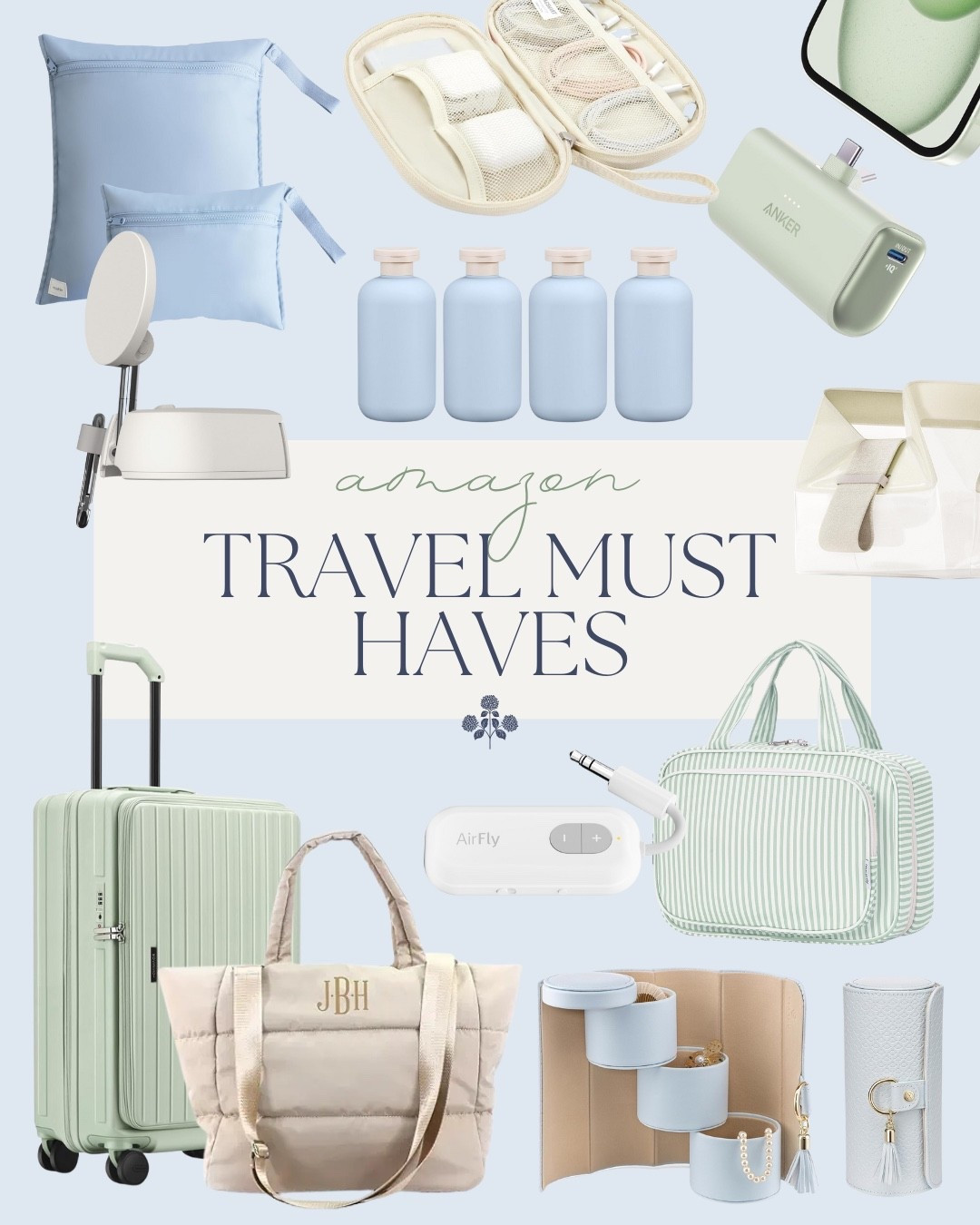 Travel must haves from Amazon! 

Holiday travel, suit case, carry on bag, toiletry bag, travel jewelry case, wireless phone charger, airplane must haves, plane must haves, charger case, case for chargers, Grandmillennial style 

#LTKTravel #LTKFindsUnder100