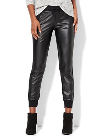 Streetwear - Faux Leather-Front Jogger | New York & Company