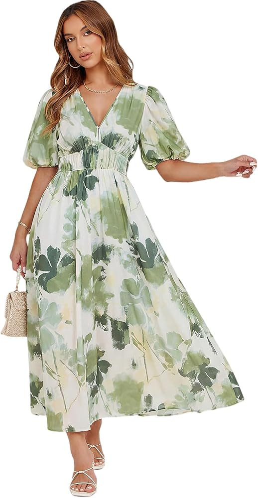 Sissyaki Women's Boho Floral Maxi Dress Spring Summer Wedding Guest Dress | Amazon (US)