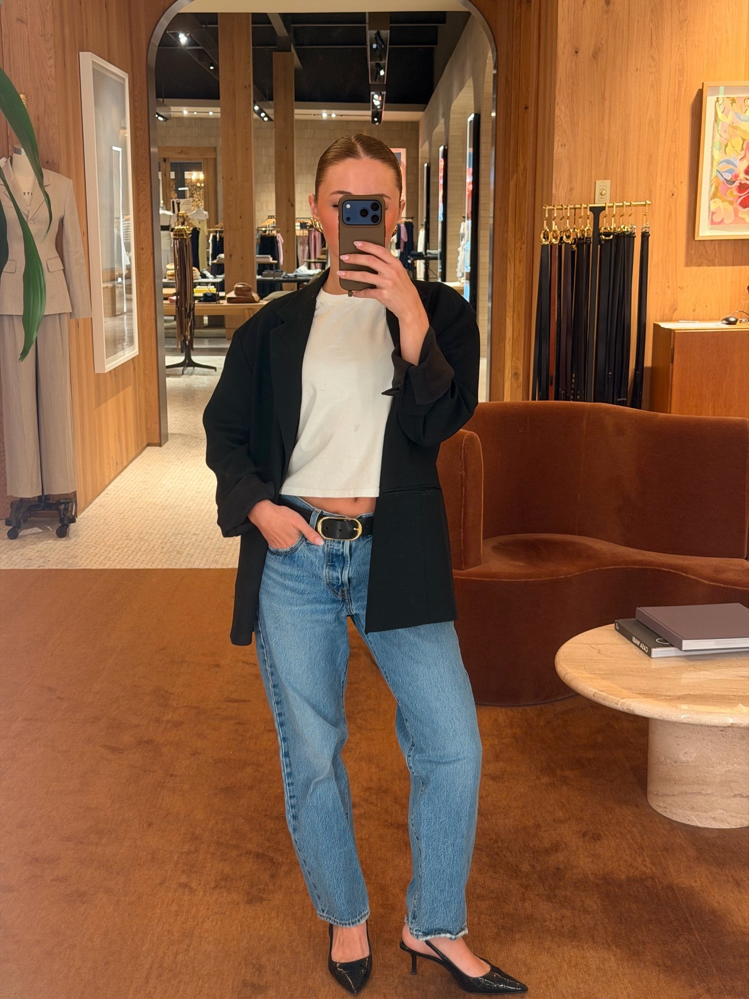 casual denim but make it elevate with a blazer