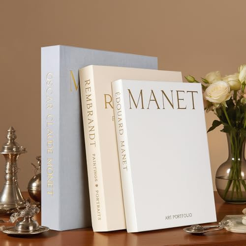 Decorative Faux Books for Home Decor - Set of 3 Aesthetic Linen hollow Fake Faux Decor Books for Decoration Coffee Table Bookshelf with Hidden Storage (Grey-beige-white) | Amazon (US)